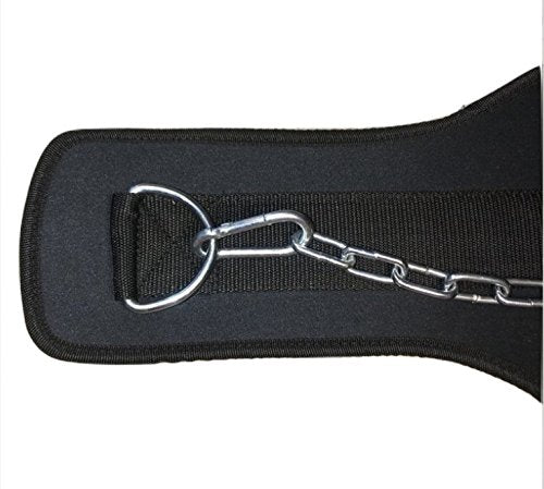 Aasta Pro Weight Lifting Dip Belt With Metal Chain with 7.5 inch Back Support, Double Stitched