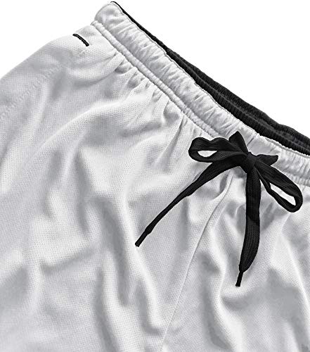 Bnokifin Men's Basketball Shorts Quick Dry Running Pants Casual Lightweight Breathable Joggers with Pockets White