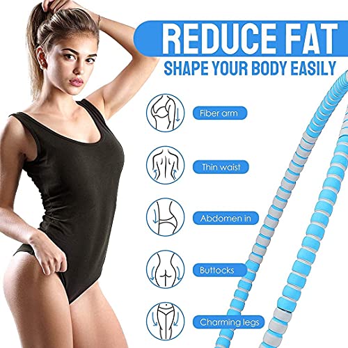YUZE Weighted Hula Hoop 8 Sections Can Be Adjusted Freely Thick Foam Massage Design Suitable For Adult Fitness And Weight Loss(Blue+Gray)