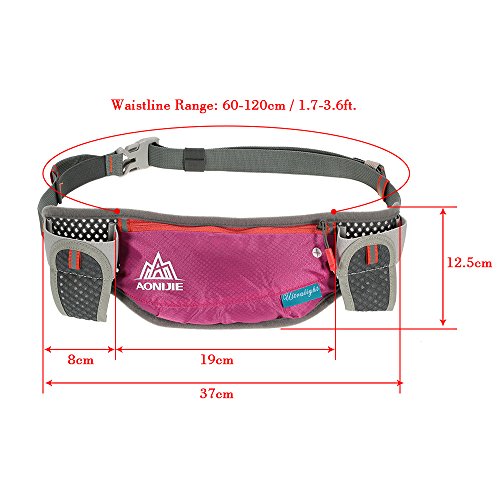Lixada Running Hydration Belt Bottle Holder Belt Reflective Running Water Belt Fanny Pack Waist Packs with Two 170ml Water Bottle