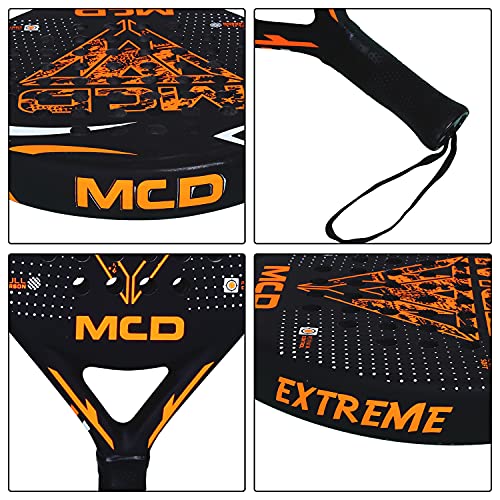 MCD Sports Tennis Padel Racket 3K Carbon Fibre Faces with Soft Eva Foam Grip Handle for Control and Power Professional Match Paddle Tennis Racquets Ideally for Adults/ Players