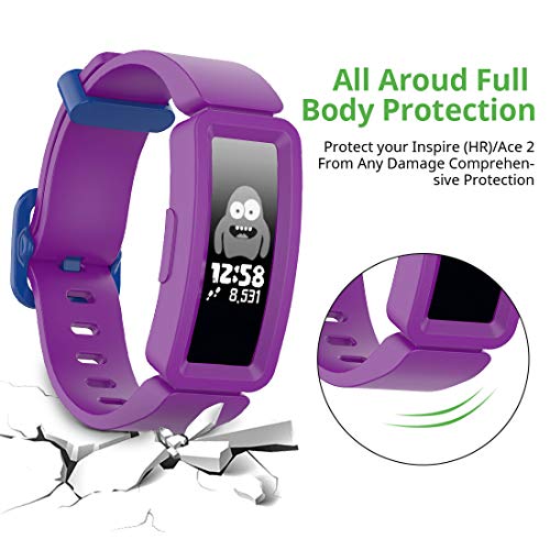 Aveegel Compatible with Fitbit Ace 2 Strap for Kids 6+, Soft Silicone Waterproof Bracelet Accessories, Sport Bands Colorful Wristbands for Fitbit Inspire HR & Ace 2 Boys Girls