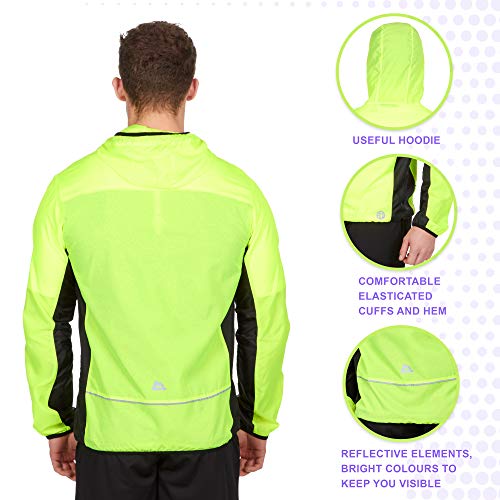 Red Tag Kagool Mens Quick Dry Pac Mac Lightweight Running Packable Jacket with Hood Bright Green XL