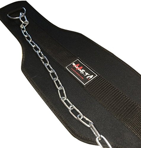 Aasta Pro Weight Lifting Dip Belt With Metal Chain with 7.5 inch Back Support, Double Stitched