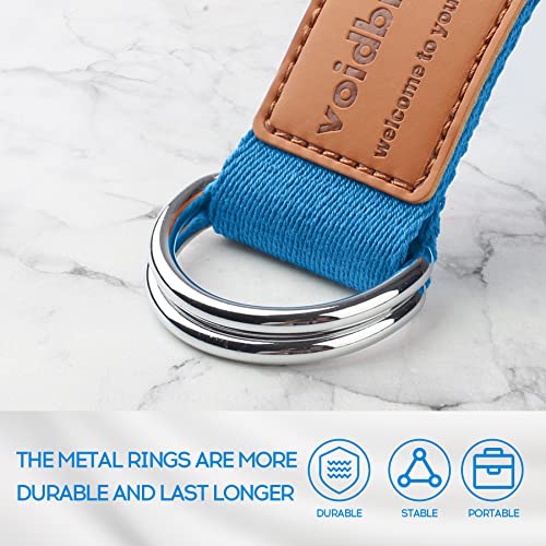 voidbiov D-Ring Buckle Yoga Strap 1.85 or 2.5M, Durable Cotton Adjustable Belt Perfect for Holding Poses, Improving Flexibility and Physical Therapy Lake Blue