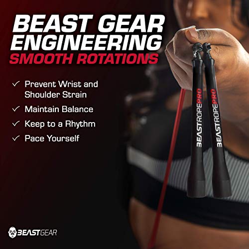Speed Skipping Rope Adult for Women and Men - Advanced Fitness Jump Rope for Exercise, Boxing Skipping, Crossfit - Beast Rope Pro by Beast Bear for MMA, HIIT Workout, Strength Training & Double Unders