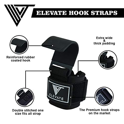 Gym Hook Straps With Heavy Duty Non Slip Rubber Grips & Extra Padded W