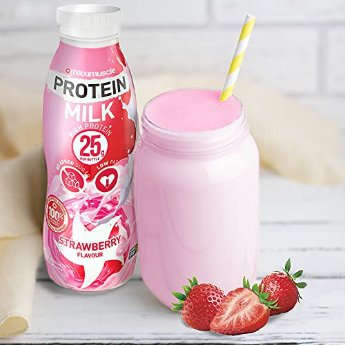 Maximuscle Protein Milk RTD Shake, 330 ml, Strawberry, Pack of 6