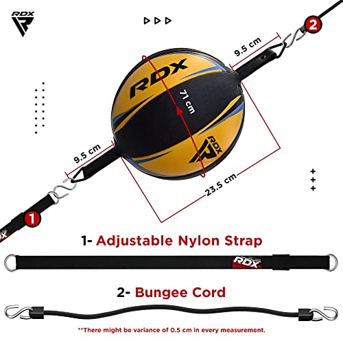 RDX Double End Speed Ball Leather Boxing Speed Bag MMA Dodge Ball Punching Training Floor to Ceiling Rope Workout