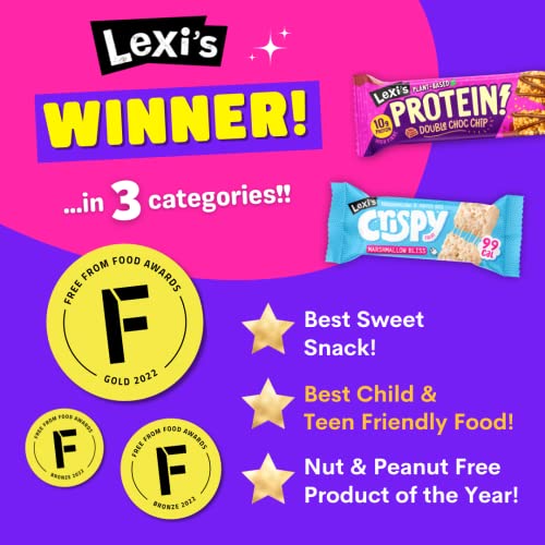 Lexi's® Plant-Based Protein Crispy Bar | Vegan & Gluten Free | High Fibre | Low Calorie Healthy Snack | Dairy Free, Nut Free, No Sweeteners | Blueberry & Vanilla (12 x 40g)