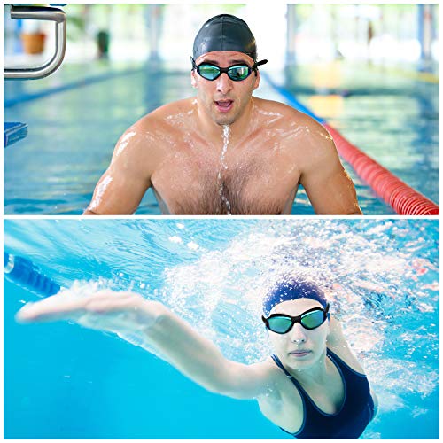 Bezzee Pro Swimming Goggles - UV Protection & Anti Fog Swim Goggles with Storage Case - No Leaking & Adjustable Silicone Strap for Adults, Men, Women and Youth - Soft Nose Bridge - For All Swimmers