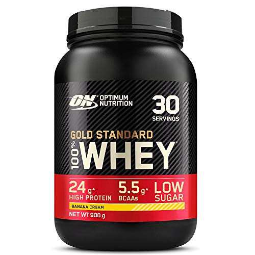 Optimum Nutrition Gold Standard Whey Protein, Muscle Building Powder With Naturally Occurring Glutamine and Amino Acids, Banana Cream, 30 Servings, 900g, Packaging May Vary