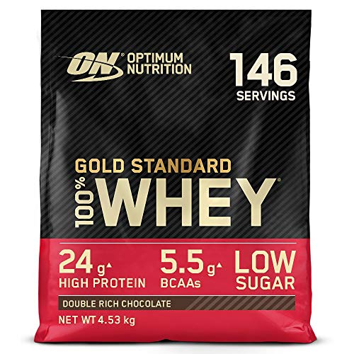 Optimum Nutrition Gold Standard Whey Protein, Muscle Building Powder With Naturally Occurring Glutamine and Amino Acids, Double Rich Chocolate, 146 Servings, 4.53kg, Packaging May Vary