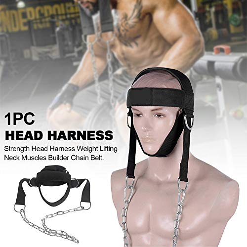 Adjustable Head Harness Dipping Neck Builder Belt with D-Hook Attachment Strap Weight Lifting Steel Chain for Strength Training, Gym, Fitness, Boxing, MMA, Weightlifting, Workout