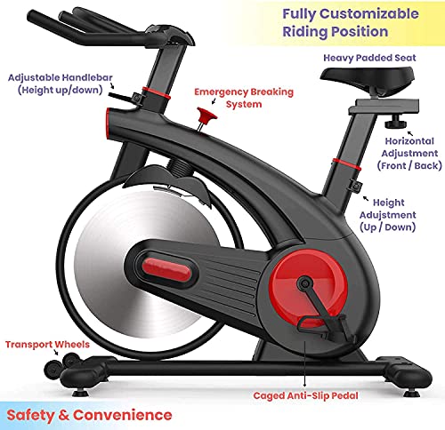 Spinning Bicycle, Home Exercise Bike, Small Indoor Weight Loss Bike, Silent Exercise And Fitness Equipment Spin Bike Exercise Cycle For Home Gym With 15kg Spinning Flywheel - Heavy Duty Indo