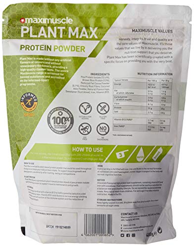 Maximuscle Plant Max Protein Powder, Chocolate Flavour, 480 g