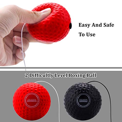 Dermasy Boxing Reflex Ball, 2 Difficulty Levels Boxing Training Ball with Headband Perfect for Agility,Reaction, Punching Speed, Fight Skill, Fitness and Hand Eye Coordination Training