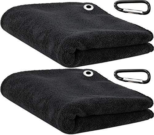 2Pcs Premium Golf Towel Microfiber Fabric Golf Bag Towel with Carabiner Clip for Hanging on Golf Club Bag, Yoga Camping Gym - 16