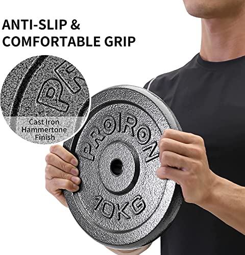 PROIRON Gym Quality Fitness Exercise Solid Cast Iron Weight Plate Discs 2 x 10KG