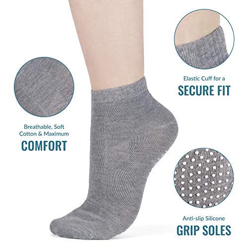 3 x Pairs Non Slip Yoga Pilates Socks Martial Arts Fitness Dance Barre, Anti-slip/Non-slip, Full Toe Ankle Fall Prevention Grip Socks, Sox UK 4-8 / EU 37-42 (Blue/Pink/Purple Non Slip)