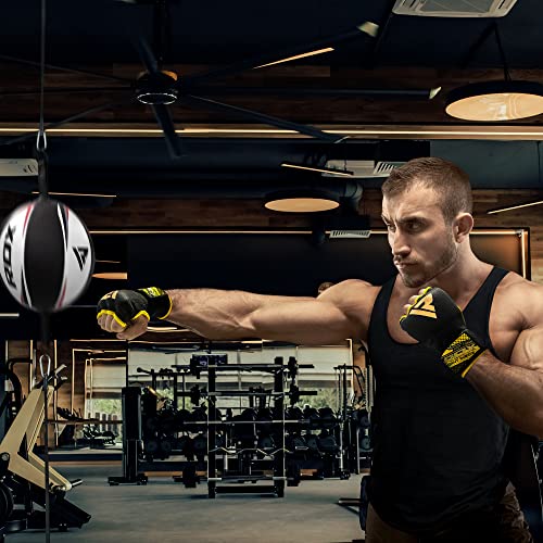 RDX Training Boxing Inner Gloves Hand Wraps MMA Fist Protector Bandages Mitts, Black Yellow, M