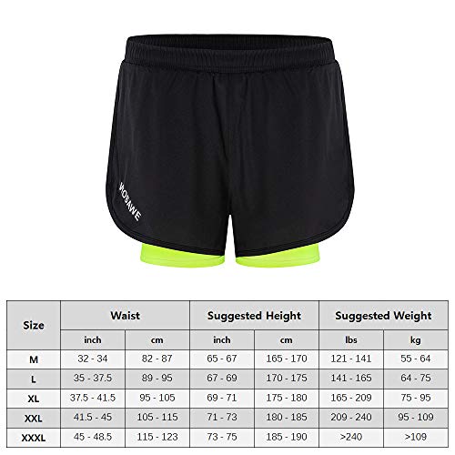 Lixada Mens Running Shorts 2-in-1 Quick Drying Breathable Cycling Shorts with Longer Liner for GymTraining Exercise Jogging