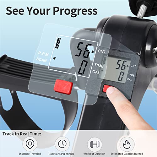 EVOLAND Pedal Exerciser Bike, Portable Home Fitness Mini Exercise Bike, Arm Leg Folding Exerciser Fitness Cycling with LCD Monitor and Adjustable Resistance