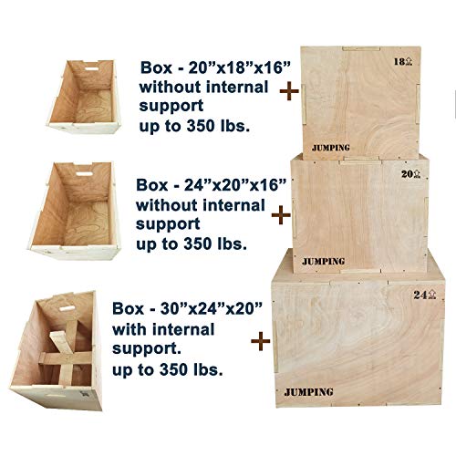 JacMok Wood Plyometric Box 3-in-1 for Jumping, Wooden Box Platform ...