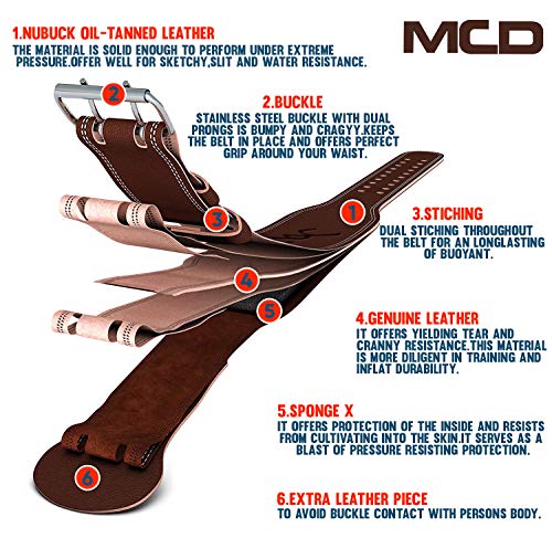 MCD Leather Weight Lifting Belt Men & Women Adjustable Leather Gym Belt Fitness Weight Training Squat Belt, Bodybuilding, Functional Training, Exercise, Deadlift, Powerlifting Belt 4” & 6” Size