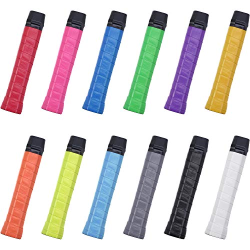 Jovitec Tennis Badminton Rackets Grips Overgrips Tape for Anti-slip and Absorbent Grip, Multicolor (12 Pieces, Color B)