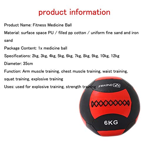 Medicine Balls WXYZ Soft Wall Ball Training Fitness Squash, Pu Solid Gravity Balance Ball, 2kg, 3kg, 5kg, 7kg, 8kg, 9kg, 12kg (Size : 9kg)
