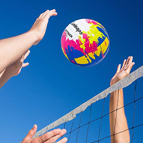 Beach Volleyball Official Size 5 - Runleaps Soft Waterproof Volleyball Sand Sports PU Ball for Indoor, Outdoor, Pool, Gym, Training - Gym Store