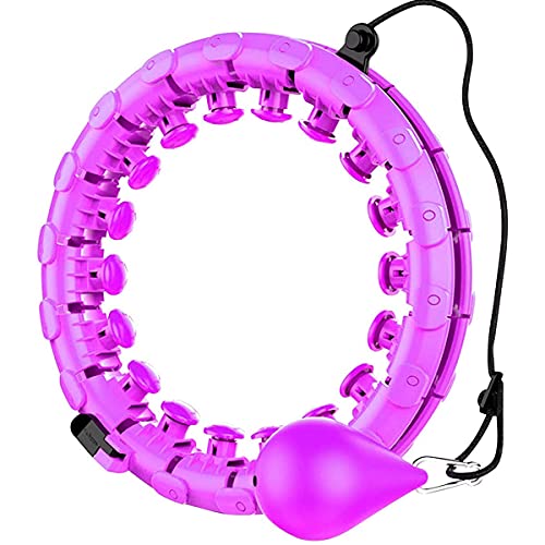 MIANBAO Weighted Smart Hula Hoop, 2 in 1 Abdomen Fitness Weight Loss Massage Hoola Hoops, 24 Detachable Knots Adjustable Weight Auto-Spinning Ball (Purple)