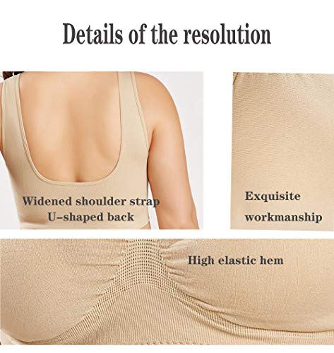 3 Pack of Simply Ultra Comfort Seamless Sport Style Bra with Removable Pads (6XL, White/Black/Nude)
