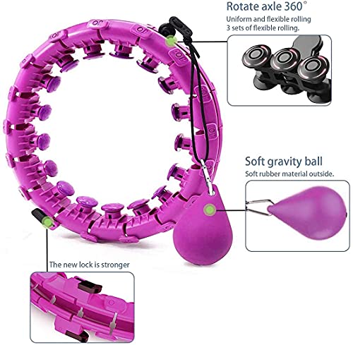 YUZE Smart Weighted Hula Hoop Removable And Adjustable Massage Fitness Weight Loss Hula Hoop 24 Sections Adjustable Size Suitable For Adults And Teenagers(Purple)