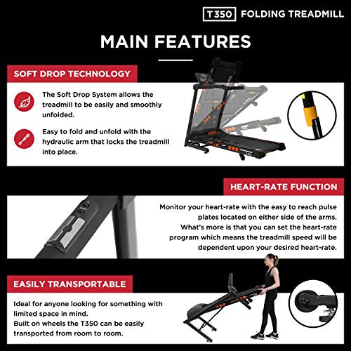 JLL T350 Digital Folding Treadmill, 2020 New Generation Digital Control 4.5HP Motor, 20 Incline Levels,0.3km/h to 18km/h, 20 Programmes, Bluetooth & Speakers, 2-Year Parts&Labour,5-Year Motor Cover - Gym Store | Gym Equipment | Home Gym Equipment | Gym Clothing