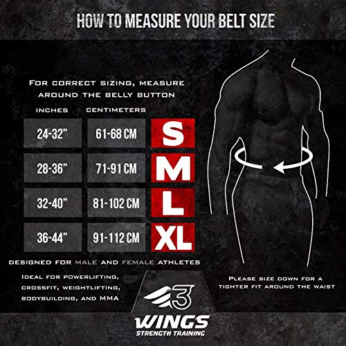 3WINGS Adjustable Weight Lifting Belt - 4 Inch Genuine Leather Padded Gym Belt - Great for Bodybuilding, Functional Training, Powerlifting, Deadlifts Workout, Squats Exercise, Premium Quality Belt (M)