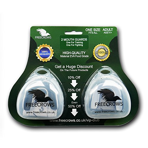 FreeCrows 2x Mouth Guard/Gum Shields - Teeth Protection for all Contact Sports and Games : Lacrosse Rugby Boxing MMA Ice Hockey American Football all Martial Arts - Fighting Mouthguards for Teens