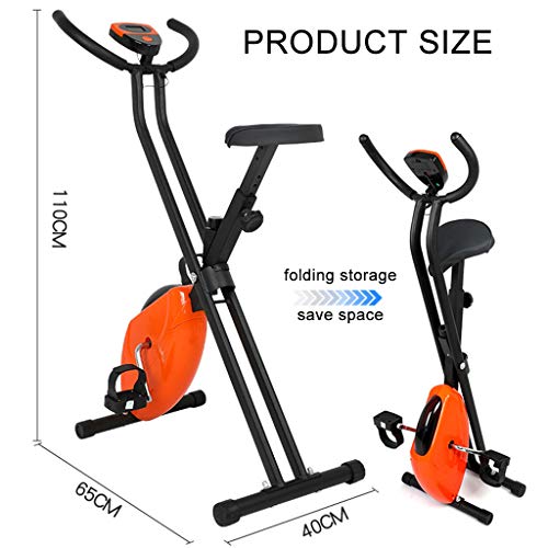 Folding Indoor Cycling Excersize Bike, Stationary Spin Slim Cycle Bike, Upright Semi Recumbent Magnetic Riding Compact Workout Bicycle with Digital Monitor &Cushioned Seat,Cardio Machine for Home Gy