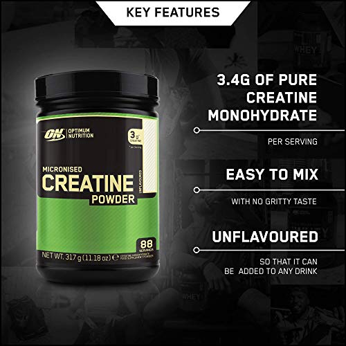 Optimum Nutrition Micronised Creatine Powder, Unflavoured Monohydrate Powder for Muscle Growth, 88 Servings, 317 g