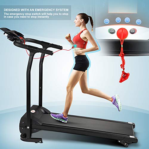 Fitnessclub Folding Electric Motorised Treadmill Walking Running Machine Adjustable Incline Fitness Exercise Cardio Jogging Emergency System Low Noise Powerful Motor