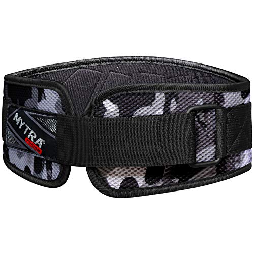 Mytra Fusion Ultra Sleek Camo Fitness Weight Lifting Belt Neoprene Mesh (Camo Grey, X-Small)