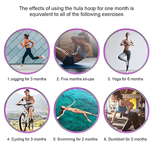Ausbond Fitness Hula Hoop for Adults, Stainless Steel Hoola Hoop Folding Fitness Weighted 8 Section Detachable Foam Padded Exercise Hula Ring Gift for Kids Ladies Loose Weight, Free Ruler Weight Plug