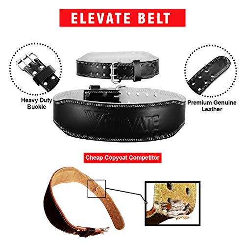Genuine Leather Weight Lifting Gym Belt Providing Back & Core Support For Peak Performance In Bodybuilding Crossfit Powerlifting Functional Heavy Strongman Strength Training + FREE Straps