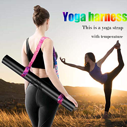 YFaith Yoga Carry Strap,Adjustable Printed Yoga Mat Elastic Belt Holder Strap Shoulder Carrier,Durable Cotton Fitness Stretching Strap Belt(155cm x 3.8cm)