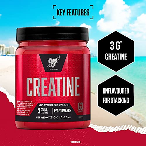 BSN DNA Creatine Monohydrate Powder, Sports Nutrition, Unflavoured, 216 g, 63 Servings