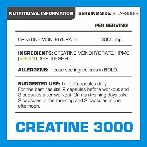 Creatine Monohydrate Tablets 3000mg - 360 Tablets Vegan NO FILLERS � NO Binder Optimum Muscle Growth, Increases Physical Performance, Pure Creatine, Amino Acids by PRO-ELITE
