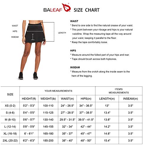 BALEAF Women's Athletic Pleated Golf Skirts with Mesh Shorts Ruffle Running Tennis Yoga Skorts Ball Pockets Miniskirt Black XL