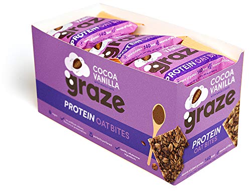 Graze Cocoa Vanilla Protein Oat Bites - Vegan Healthy Snack with Whole Oats - 30g (Pack of 15)