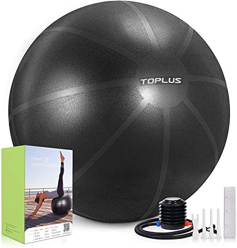 TOPLUS Exercise Ball, Gym Ball Supports 2200lbs Yoga Ball Anti-Burst & Extra Thick, Swiss Ball with Quick Pump Birthing Ball for Yoga, Pilates, Fitness, Pregnancy & Labour (B-Black-65cm) - Gym Store | Gym Equipment | Home Gym Equipment | Gym Clothing